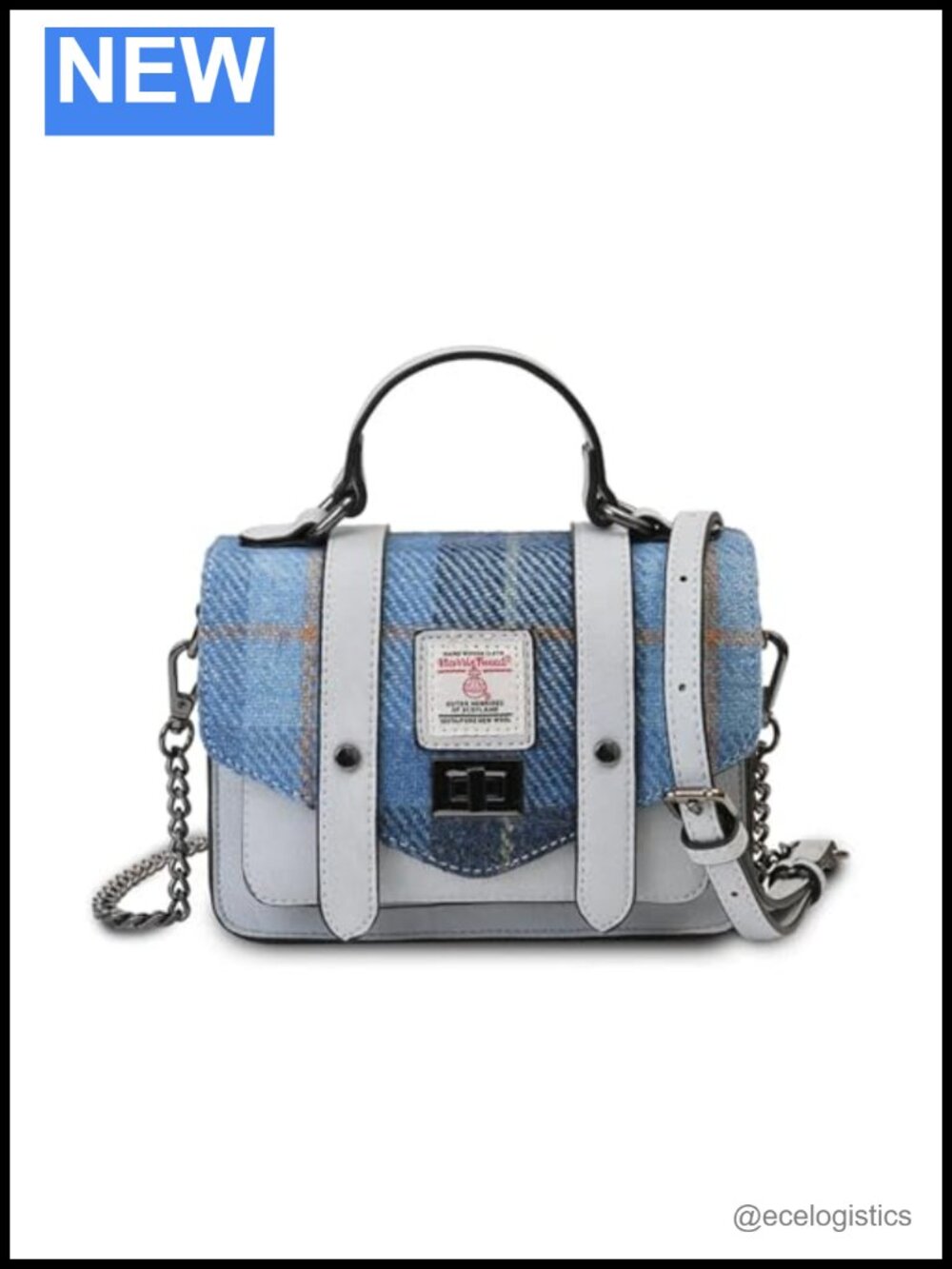 Harris Tweed Vegan Leather Satchel Crossbody Bag